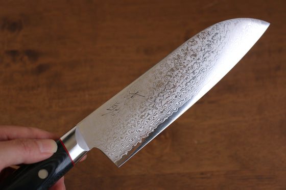 Seisuke Saiun VG10 Damascus Santoku 170mm Black Micarta Handle - Japanny - Best Japanese Knife