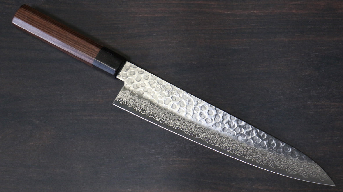 Seisuke AUS10 45 Layer Damascus Gyuto 240mm Shitan Handle - Japanny - Best Japanese Knife