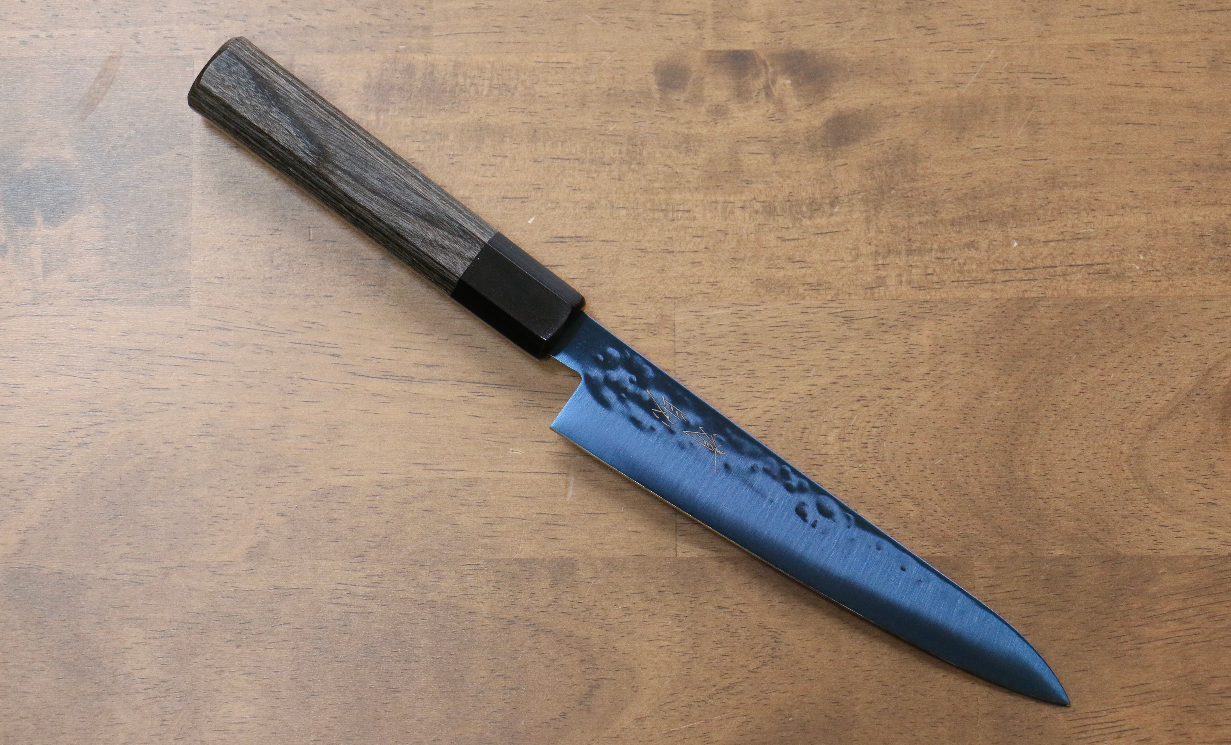 Seisuke SK-85 Ion plating Hammered Petty-Utility 150mm Gray Pakka wood Handle - Japanny - Best Japanese Knife