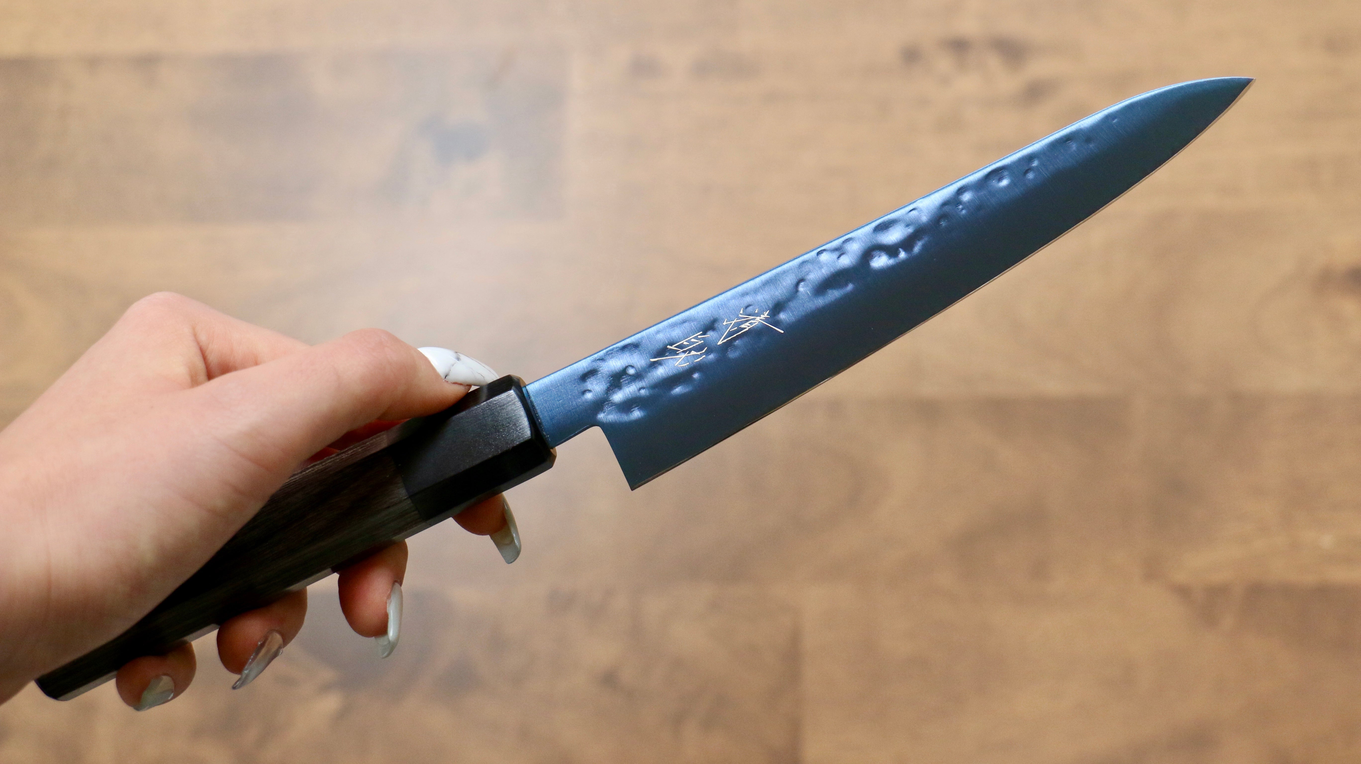 Seisuke SK-85 Ion plating Hammered Petty-Utility 150mm Gray Pakka wood Handle - Japanny - Best Japanese Knife