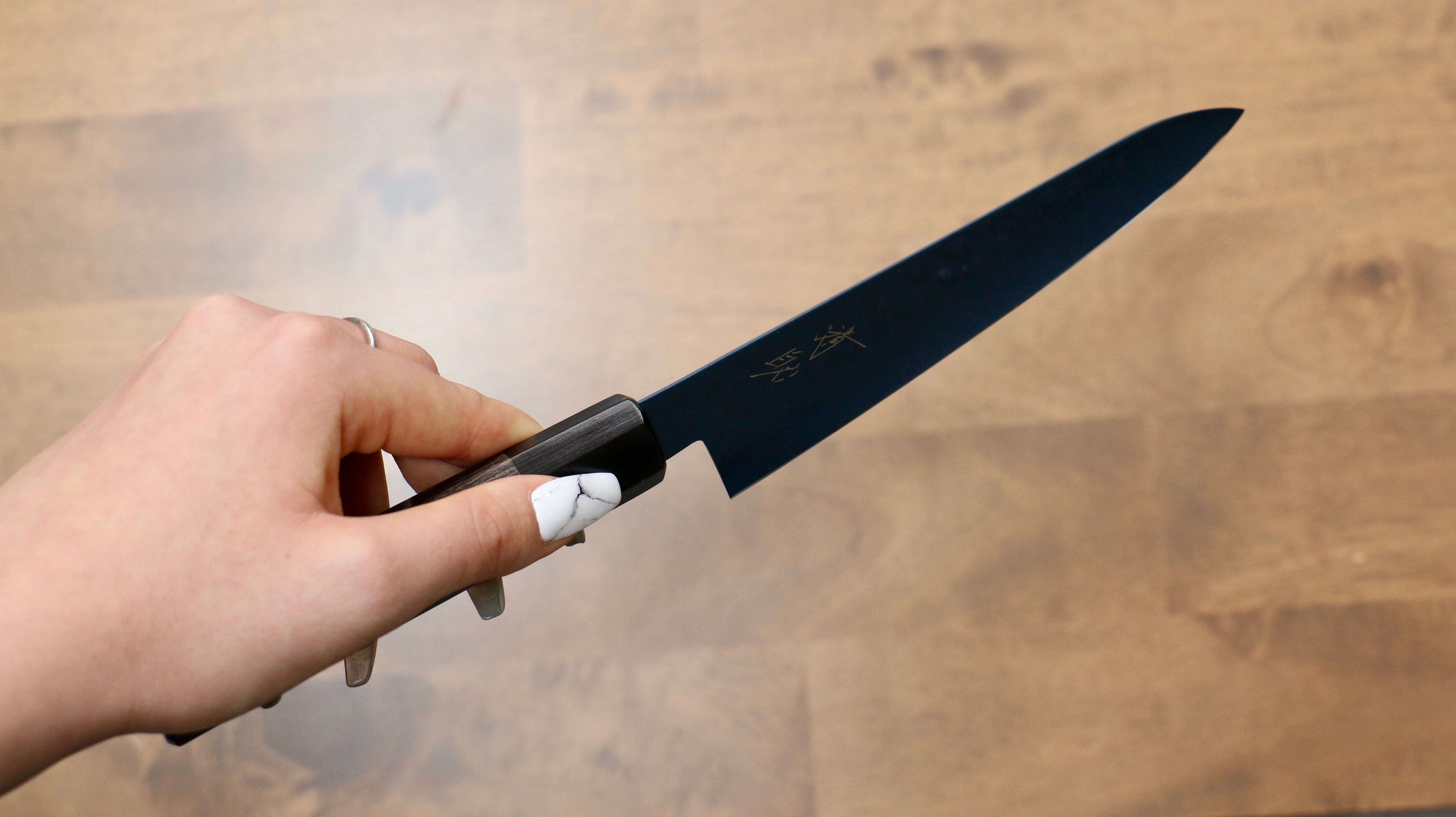 Seisuke SK-85 Ion plating Hammered Petty-Utility 150mm Gray Pakka wood Handle - Japanny - Best Japanese Knife