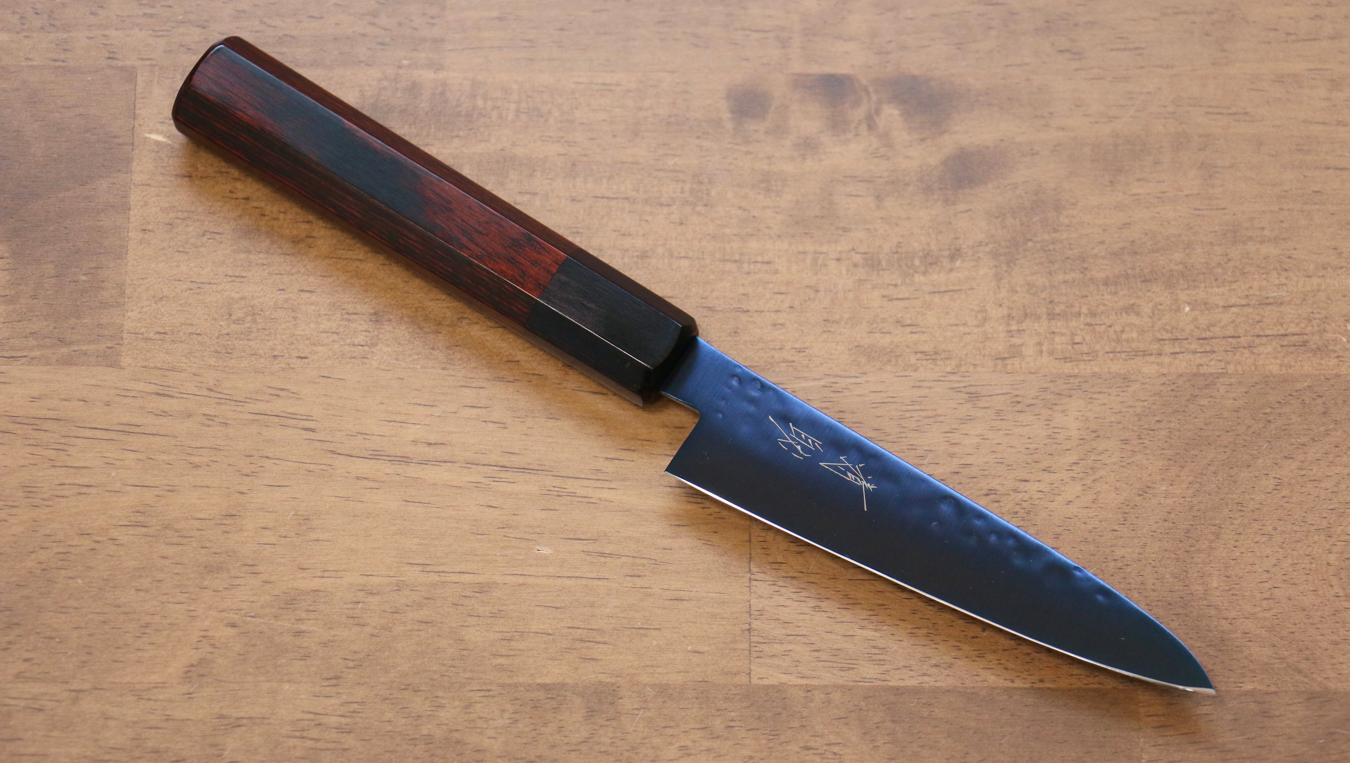 Seisuke SK-85 Ion plating Hammered Petty-Utility 120mm Red Pakka wood Handle - Japanny - Best Japanese Knife