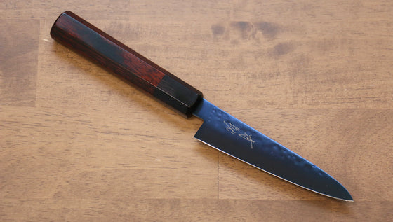 Seisuke SK-85 steel Ion plating Hammered Petty-Utility 120mm Red Pakka wood Handle - Japanny - Best Japanese Knife