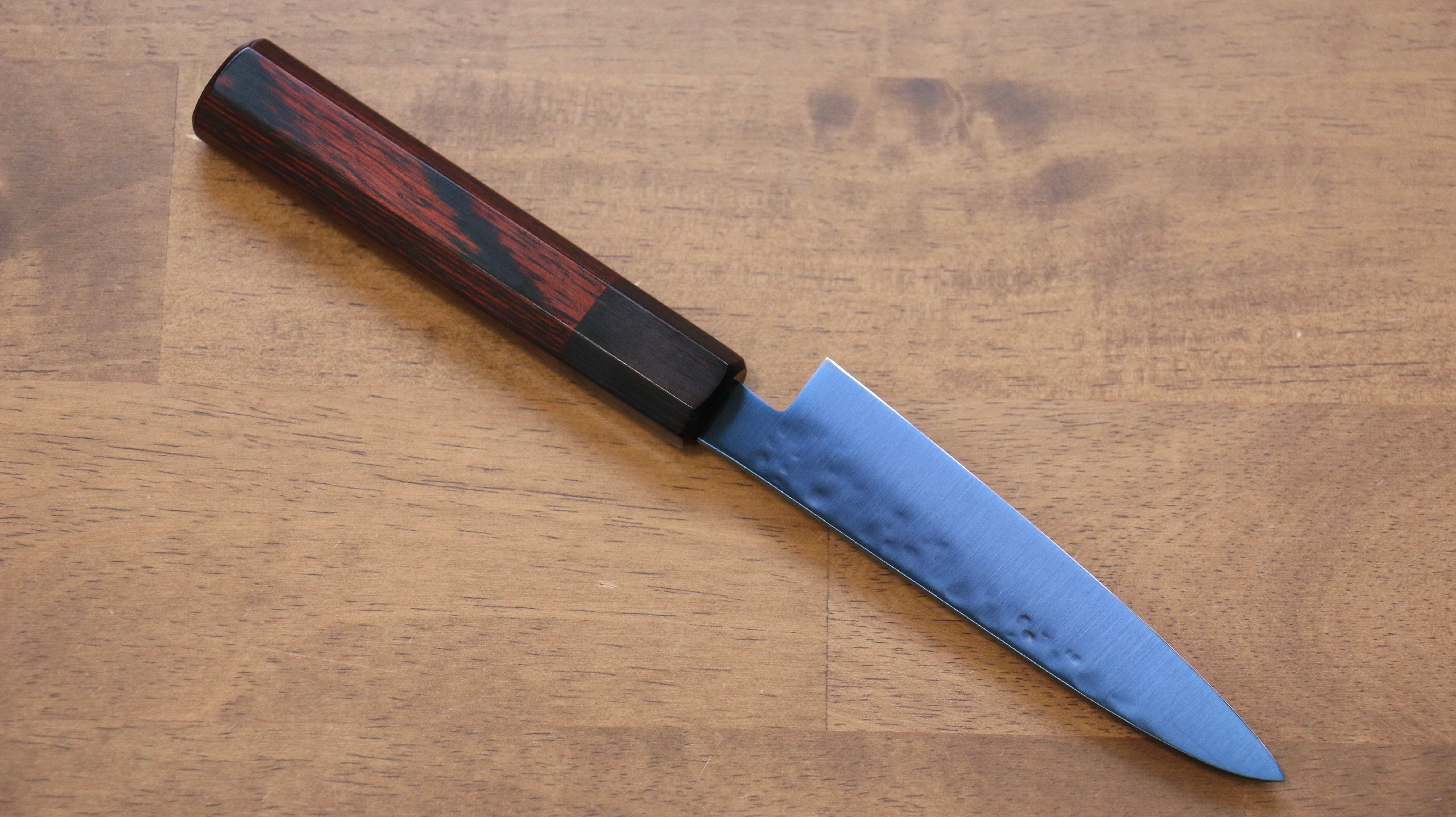 Seisuke SK-85 Ion plating Hammered Petty-Utility 120mm Red Pakka wood Handle - Japanny - Best Japanese Knife