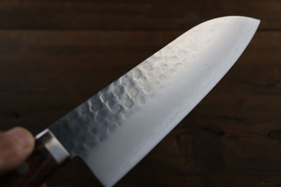 Kanetsune VG1 Hammered Santoku 165mm Mahogany Handle - Japanny - Best Japanese Knife