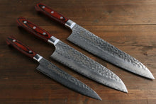  Sakai Takayuki 33 Layer Damascus Gyuto 210mm, Santoku 180mm, and Petty 150mm Japanese Kitchen Chef Knives Set - Japanny - Best Japanese Knife