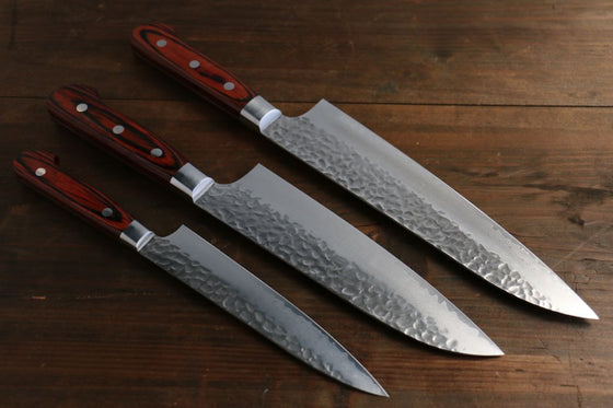 Sakai Takayuki 33 Layer Damascus Gyuto 210mm, Santoku 180mm, and Petty 150mm Japanese Kitchen Chef Knives Set - Japanny - Best Japanese Knife