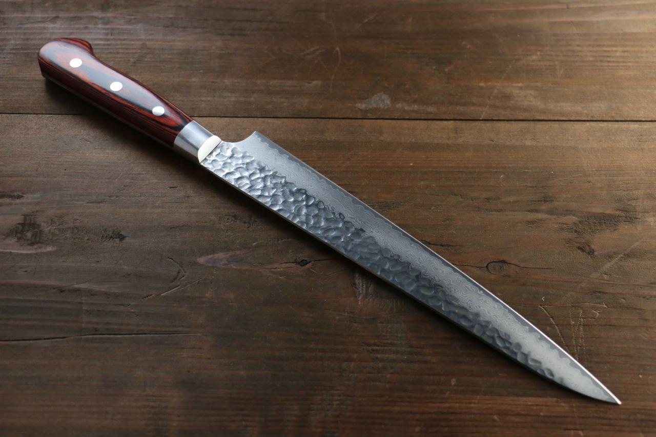 Sakai Takayuki VG10 33 Layer Damascus Sujihiki 240mm Mahogany Pakka wood Handle - Japanny - Best Japanese Knife