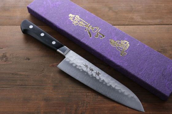 Sakai Takayuki Blue Steel Hammered 3 Layer Santoku 180mm - Japanny - Best Japanese Knife