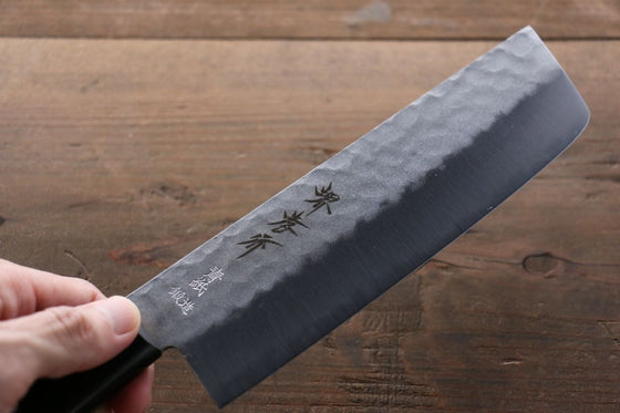 Sakai Takayuki Blue Steel Hammered 3 Layer Nakiri 165mm - Japanny - Best Japanese Knife