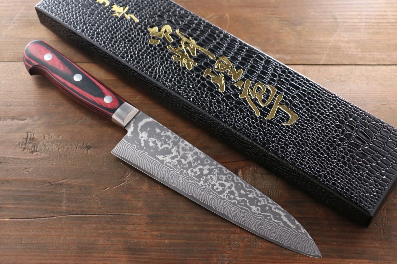 Yoshimi Kato VG10 Black Finish Damascus Japanese Gyuto & Santoku Knife Set - Japanny - Best Japanese Knife