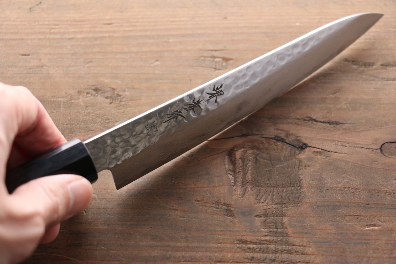 Sakai Takayuki AUS10 45 Layer Damascus Petty-Utility 150mm Shitan Handle - Japanny - Best Japanese Knife