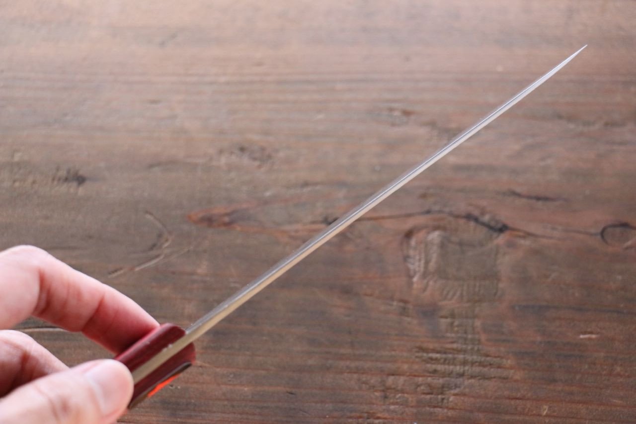 Shigeki Tanaka VG10 17 Layer Damascus Petty-Utility 150mm Red Pakka wood Handle - Japanny - Best Japanese Knife