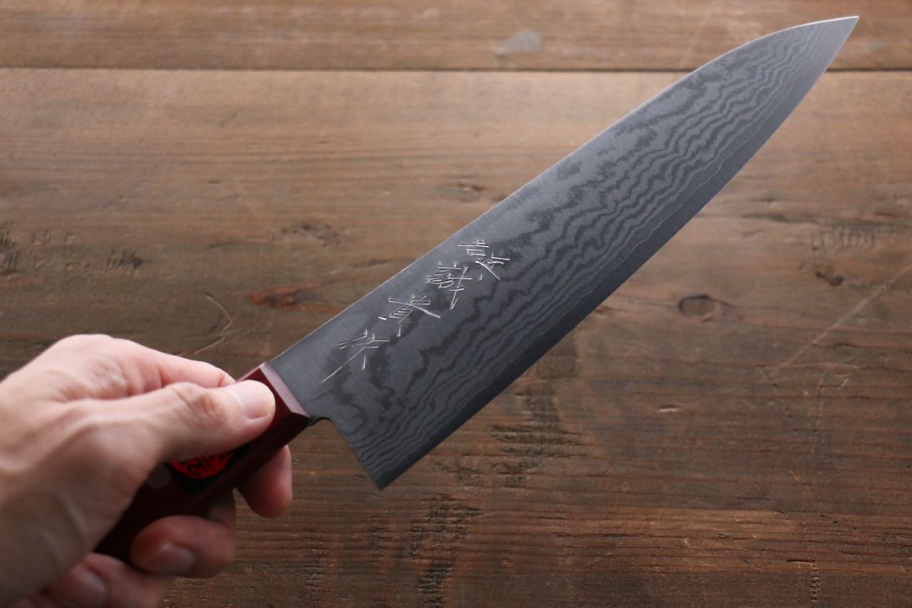 Shigeki Tanaka VG10 17 Layer Damascus Gyuto 180mm Red Pakka wood Handle - Japanny - Best Japanese Knife