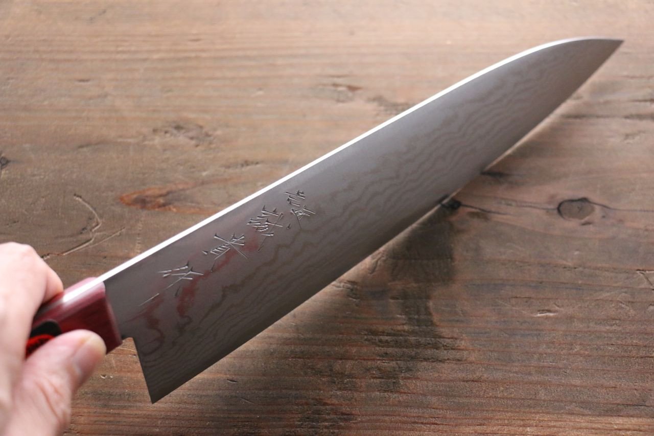 Shigeki Tanaka VG10 17 Layer Damascus Gyuto 180mm Red Pakka wood Handle - Japanny - Best Japanese Knife