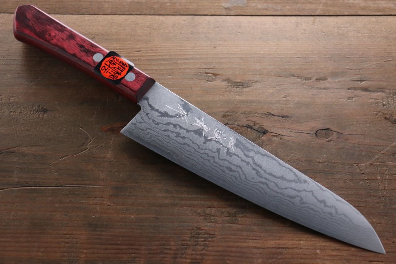 Shigeki Tanaka VG10 17 Layer Damascus Gyuto  210mm Red Pakka wood Handle - Japanny - Best Japanese Knife