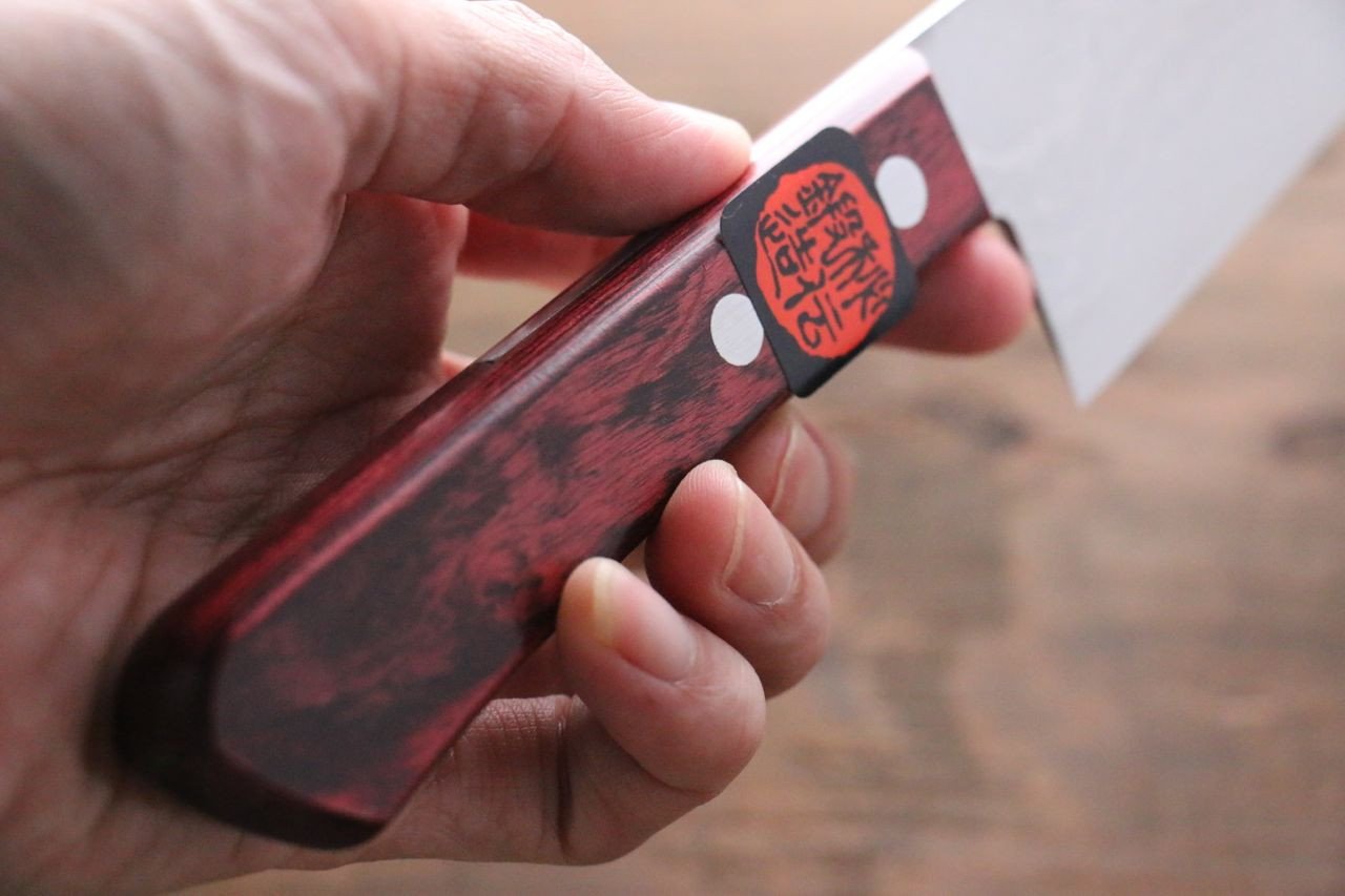 Shigeki Tanaka VG10 17 Layer Damascus Gyuto  210mm Red Pakka wood Handle - Japanny - Best Japanese Knife