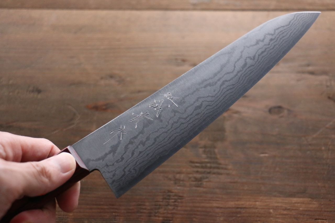 Shigeki Tanaka VG10 17 Layer Damascus Gyuto  210mm Red Pakka wood Handle - Japanny - Best Japanese Knife