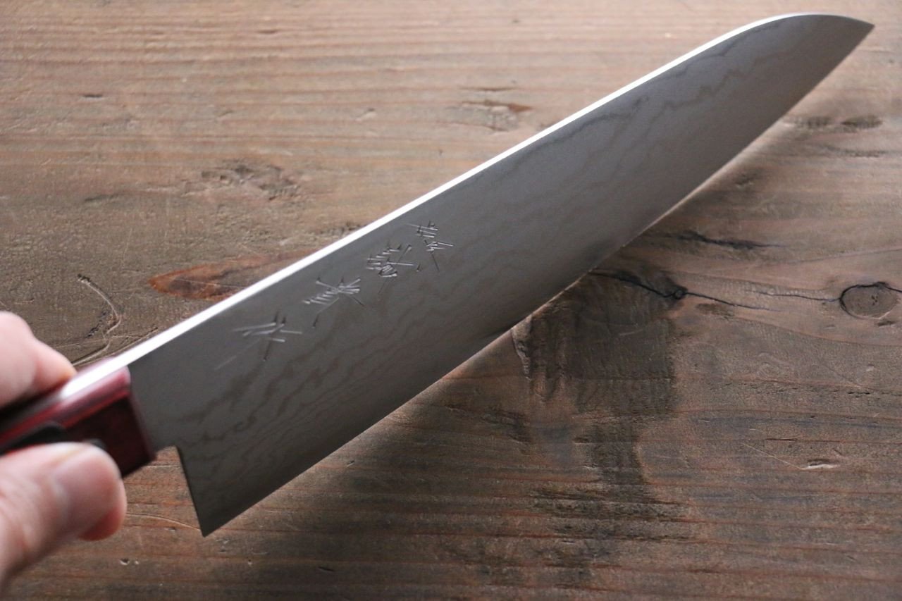 Shigeki Tanaka VG10 17 Layer Damascus Gyuto  210mm Red Pakka wood Handle - Japanny - Best Japanese Knife