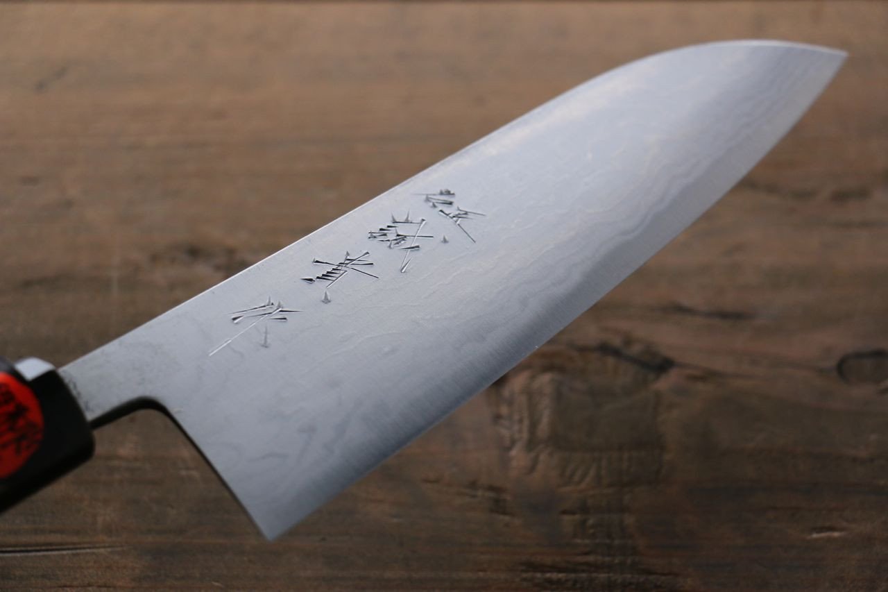 Shigeki Tanaka Blue Steel No.2 17 Layer Damascus Japanese Chef's Santoku Knife 165mm with Magnolia Handle (ferrule: Water Buffalo) - Japanny - Best Japanese Knife