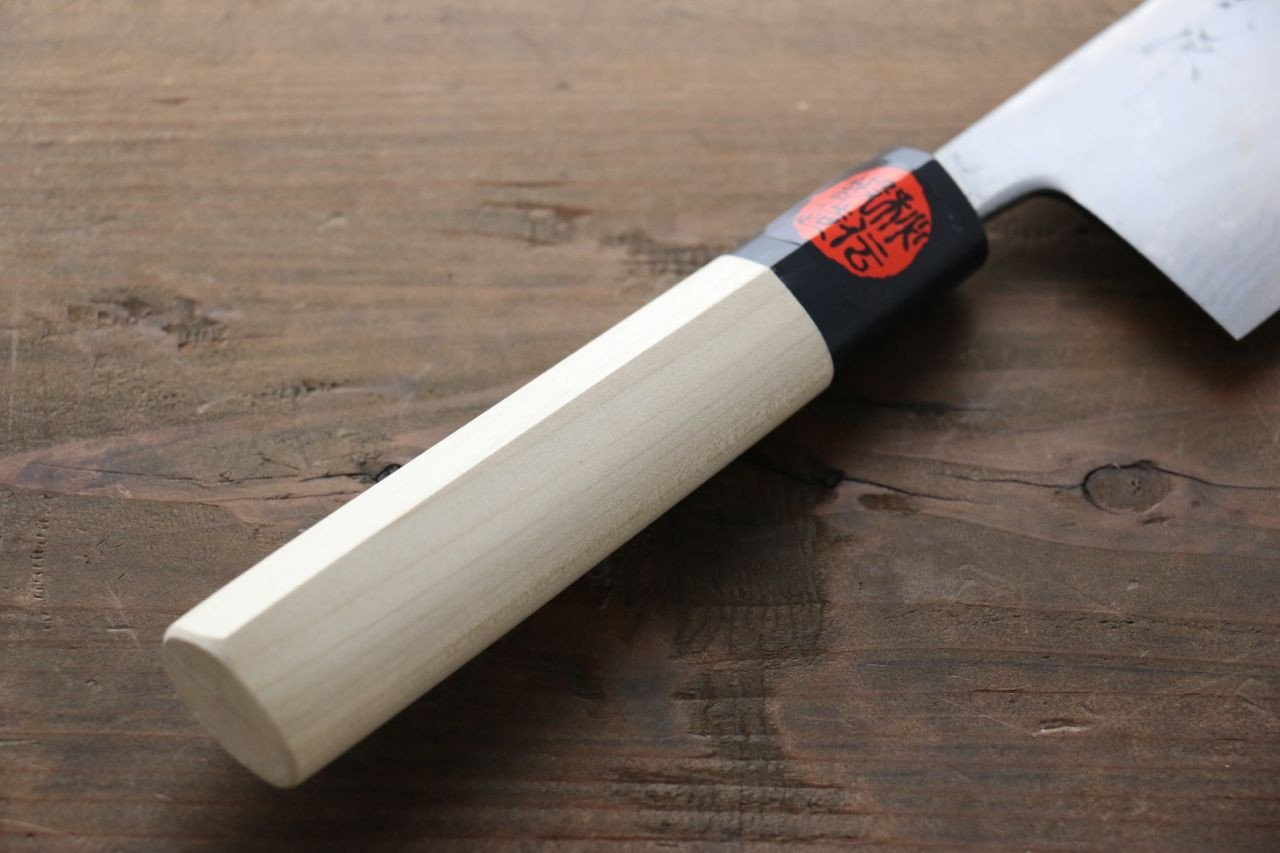 Shigeki Tanaka Blue Steel No.2 17 Layer Damascus Japanese Chef's Nakiri Knife 165mm with Magnolia Handle (ferrule: Water Buffalo) - Japanny - Best Japanese Knife